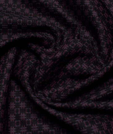 Soktas  Giza Cotton Self Design Shirting Fabric (Black & Wine)