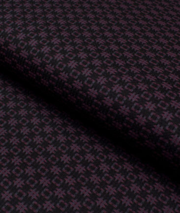 Soktas  Giza Cotton Self Design Shirting Fabric (Black & Wine)