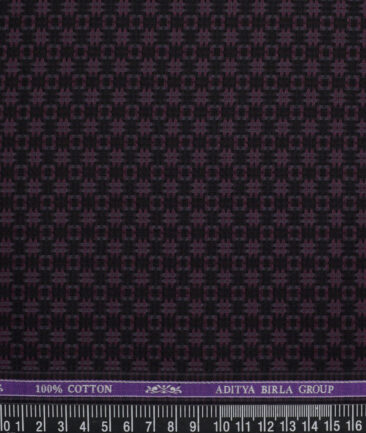 Soktas  Giza Cotton Self Design Shirting Fabric (Black & Wine)