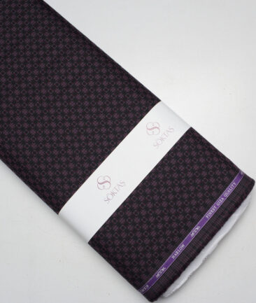 Soktas  Giza Cotton Self Design Shirting Fabric (Black & Wine)