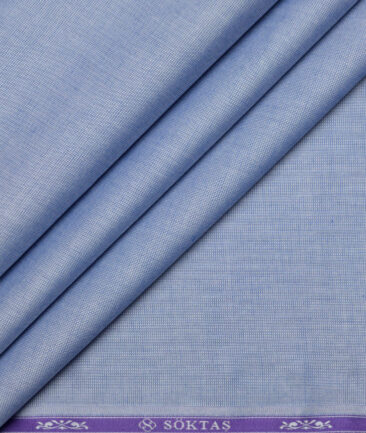 Soktas  Giza Cotton Solids Shirting Fabric (Blue)