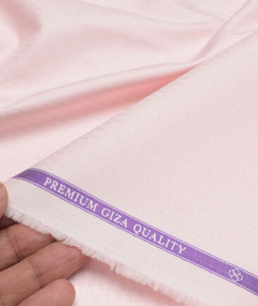 Soktas  Giza Cotton Self Design Shirting Fabric (Pink)