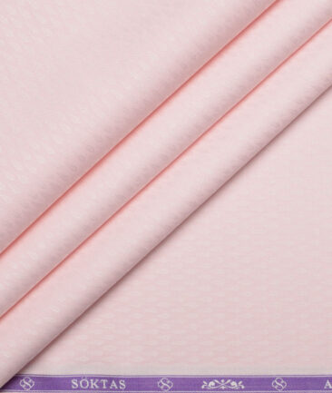 Soktas  Giza Cotton Self Design Shirting Fabric (Pink)