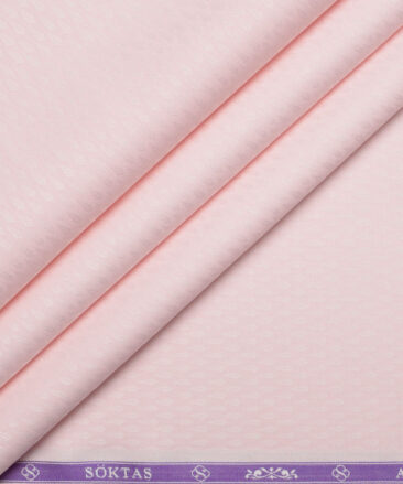 Soktas  Giza Cotton Self Design Shirting Fabric (Pink)