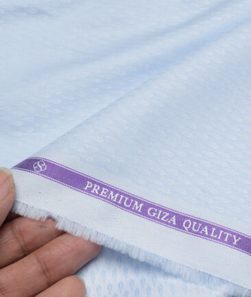 Soktas  Giza Cotton Self Design Shirting Fabric (Sky Blue)