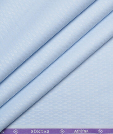 Soktas  Giza Cotton Self Design Shirting Fabric (Sky Blue)