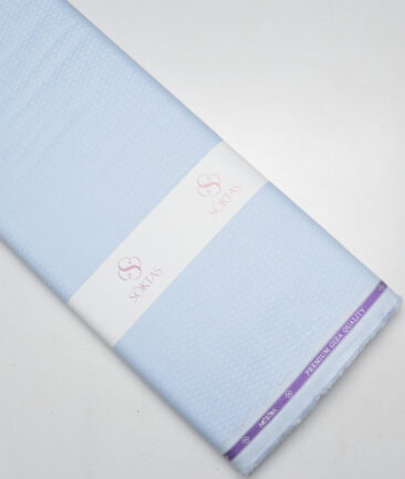 Soktas  Giza Cotton Self Design Shirting Fabric (Sky Blue)
