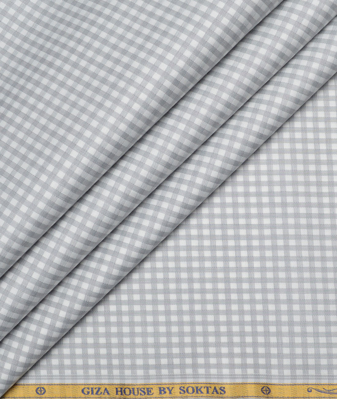 Soktas Giza Cotton Checks Shirting Fabric (White & Grey) Soktas Giza Cotton Checks Shirting Fabric (White & Grey)