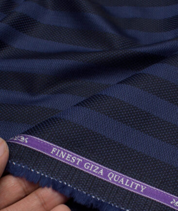Soktas  Giza Cotton Striped Shirting Fabric (Blue)