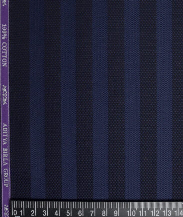 Soktas  Giza Cotton Striped Shirting Fabric (Blue)