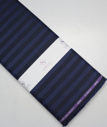 Soktas  Giza Cotton Striped Shirting Fabric (Blue)