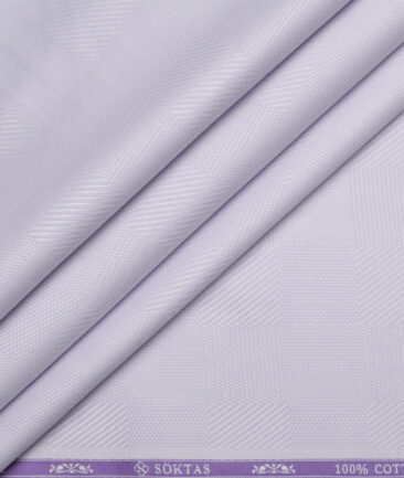 Soktas  Giza Cotton Self Design Shirting Fabric (Light Purple)