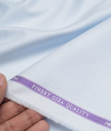 Soktas  Giza Cotton Self Design Shirting Fabric (Sky Blue)