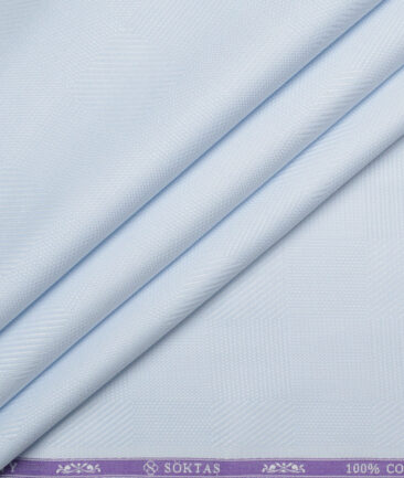 Soktas  Giza Cotton Self Design Shirting Fabric (Sky Blue)
