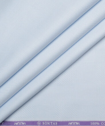 Soktas  Giza Cotton Self Design Shirting Fabric (Sky Blue)