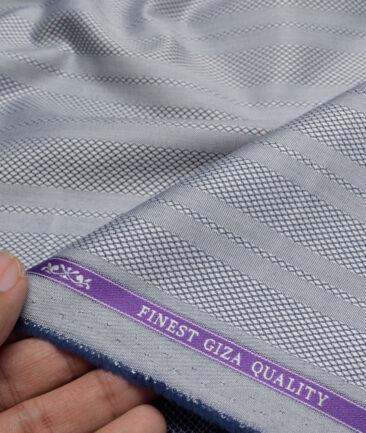 Soktas  Giza Cotton Striped Shirting Fabric (Silver Grey)