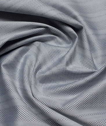Soktas  Giza Cotton Striped Shirting Fabric (Silver Grey)
