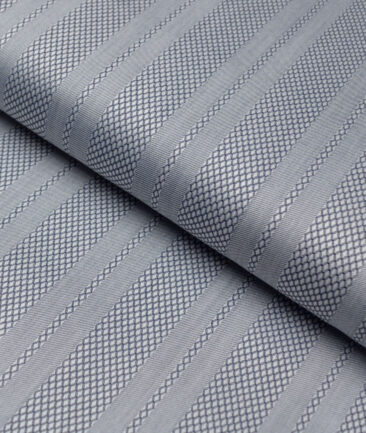 Soktas  Giza Cotton Striped Shirting Fabric (Silver Grey)