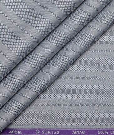 Soktas  Giza Cotton Striped Shirting Fabric (Silver Grey)