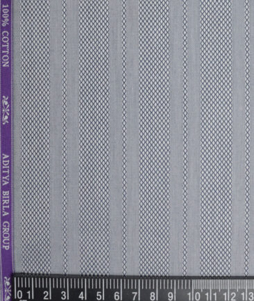 Soktas  Giza Cotton Striped Shirting Fabric (Silver Grey)