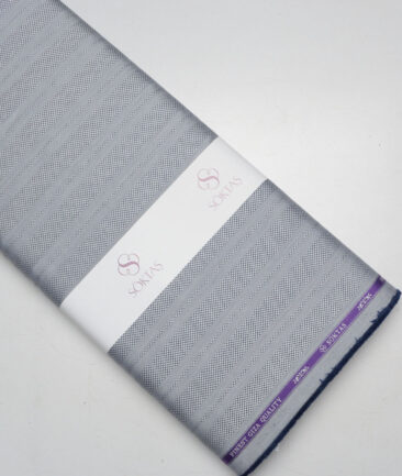 Soktas  Giza Cotton Striped Shirting Fabric (Silver Grey)
