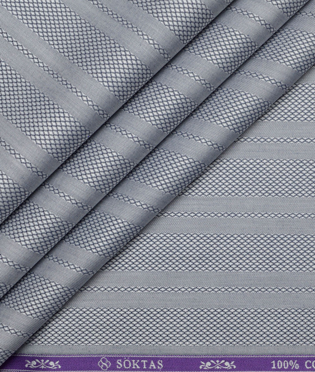 Soktas Giza Cotton Striped Shirting Fabric (Silver Grey) Soktas Giza Cotton Striped Shirting Fabric (Silver Grey)