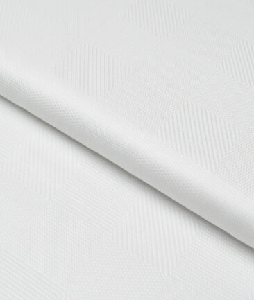 Soktas  Giza Cotton Self Design Shirting Fabric (White)