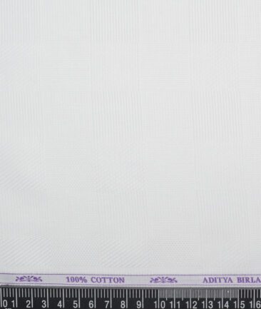 Soktas  Giza Cotton Self Design Shirting Fabric (White)