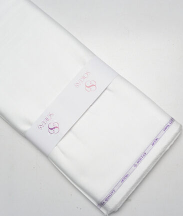 Soktas  Giza Cotton Self Design Shirting Fabric (White)