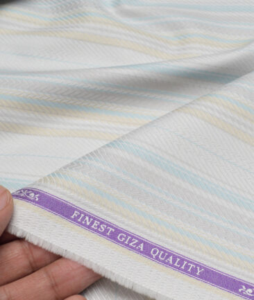 Soktas  Giza Cotton Striped Shirting Fabric (Light Grey)