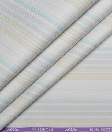 Soktas  Giza Cotton Striped Shirting Fabric (Light Grey)