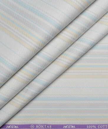 Soktas  Giza Cotton Striped Shirting Fabric (Light Grey)