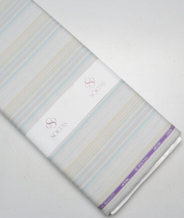 Soktas  Giza Cotton Striped Shirting Fabric (Light Grey)