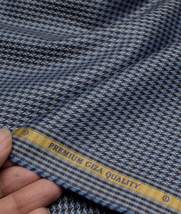Soktas  Giza Cotton Checks Shirting Fabric (Blue & Black)