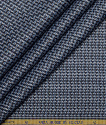 Soktas  Giza Cotton Checks Shirting Fabric (Blue & Black)