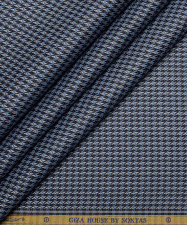 Soktas  Giza Cotton Checks Shirting Fabric (Blue & Black)
