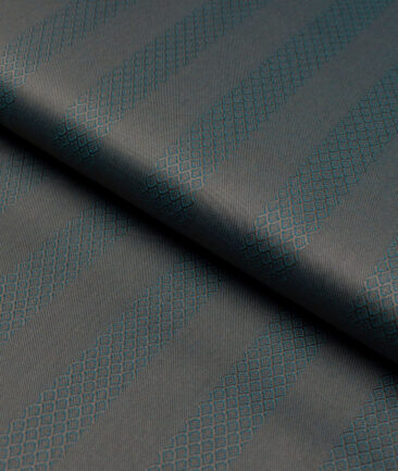 Soktas 2 Ply 100's Giza Cotton Striped Shirting Fabric (Brown & Teal Green)