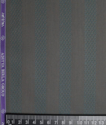 Soktas 2 Ply 100's Giza Cotton Striped Shirting Fabric (Brown & Teal Green)
