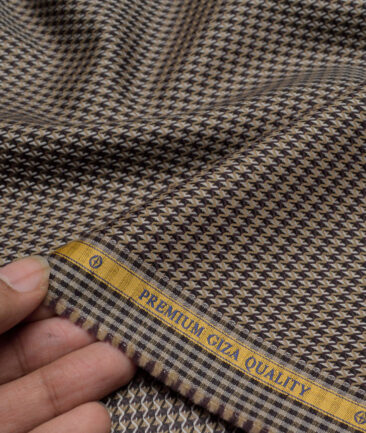 Soktas  Giza Cotton Checks Shirting Fabric (Light Brown )