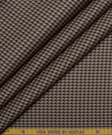 Soktas  Giza Cotton Checks Shirting Fabric (Light Brown )