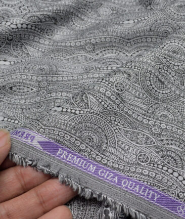 Soktas  Giza Cotton Self Design Shirting Fabric (Light Grey)