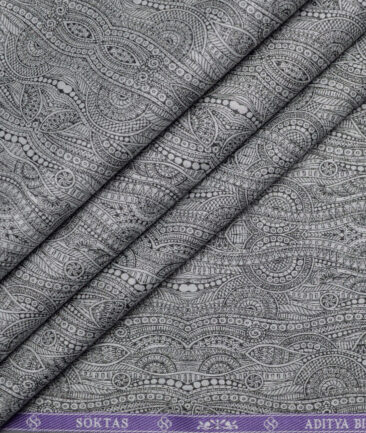 Soktas  Giza Cotton Self Design Shirting Fabric (Light Grey)