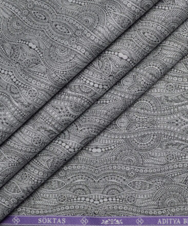 Soktas  Giza Cotton Self Design Shirting Fabric (Light Grey)