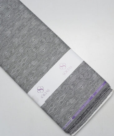 Soktas  Giza Cotton Self Design Shirting Fabric (Light Grey)