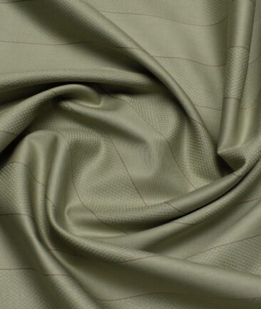 Soktas 2 Ply 100's Giza Cotton Striped Shirting Fabric (Light Olive Green)