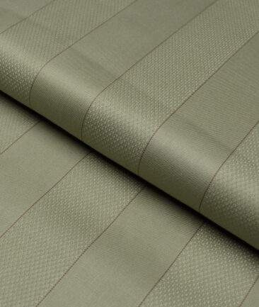 Soktas 2 Ply 100's Giza Cotton Striped Shirting Fabric (Light Olive Green)