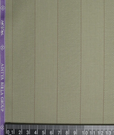 Soktas 2 Ply 100's Giza Cotton Striped Shirting Fabric (Light Olive Green)