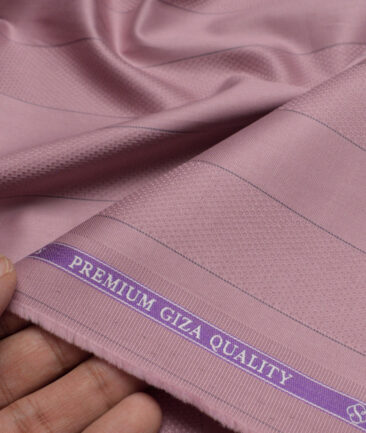 Soktas 2 Ply 100's Giza Cotton Striped Shirting Fabric (Rose Pink)
