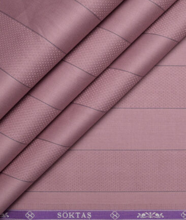 Soktas 2 Ply 100's Giza Cotton Striped Shirting Fabric (Rose Pink)