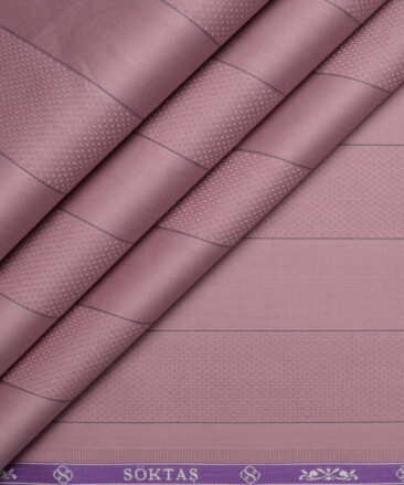 Soktas 2 Ply 100's Giza Cotton Striped Shirting Fabric (Rose Pink)